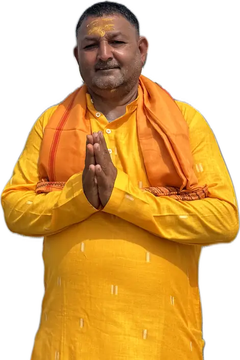Pandit Shailendra Chandrashekhar Vyas greeting with folded hands